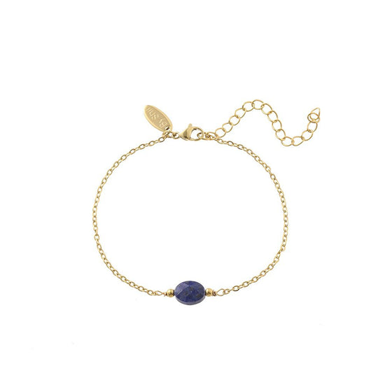Armband edelsteen in doosje Lapis Lazuli goud
