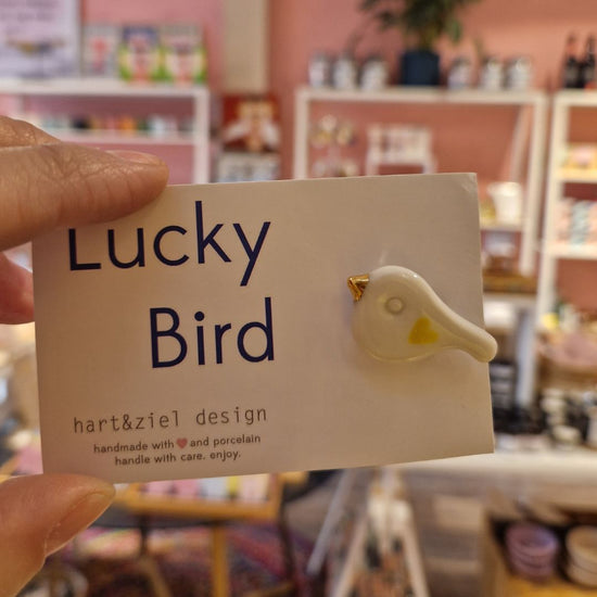 LUCKY BIRD geel hartje